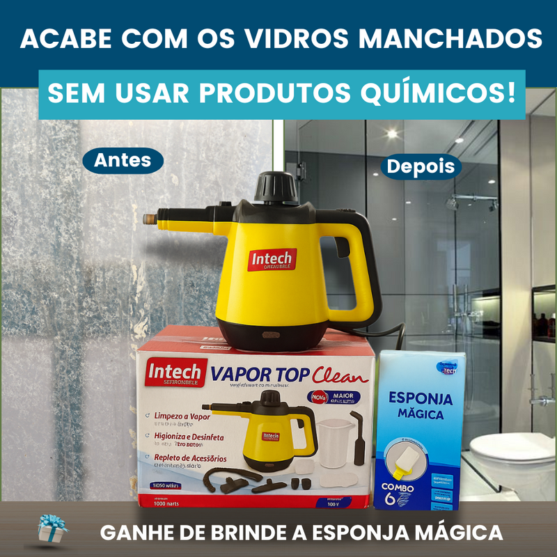 Limpador à Vapor BIVOLT com 9 acessórios + Brinde Esponja Mágica
