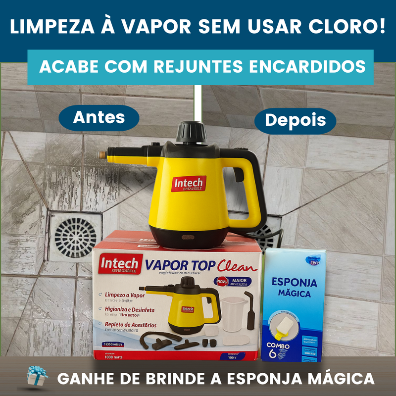 Limpador à Vapor BIVOLT com 9 acessórios + Brinde Esponja Mágica