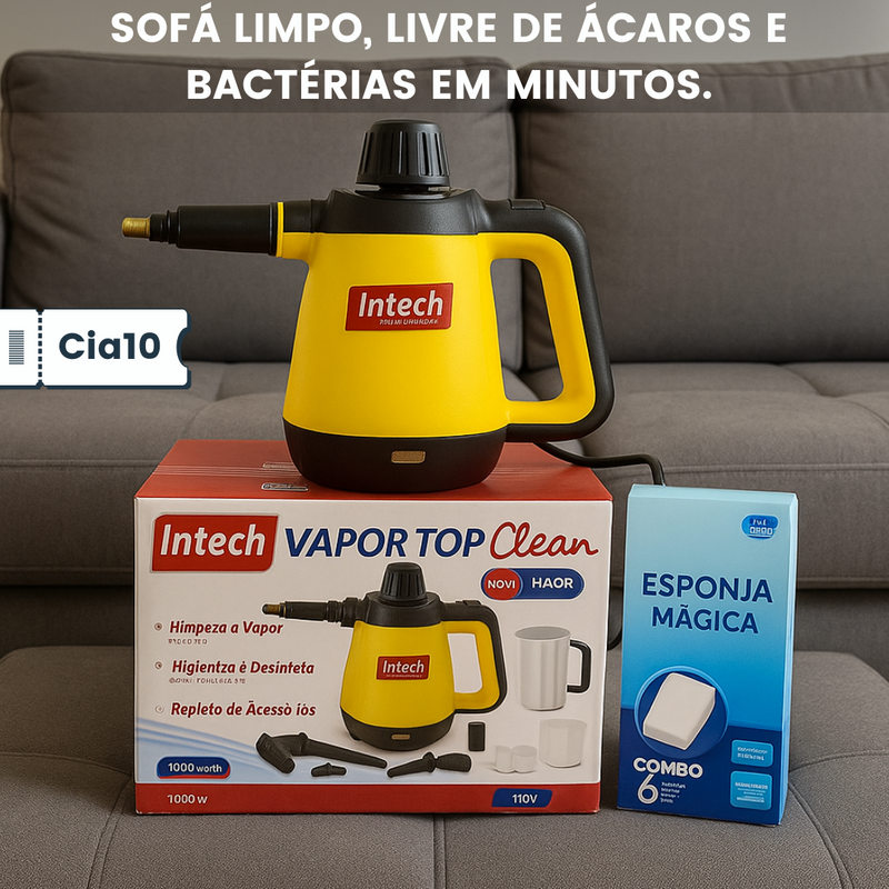 Limpador à Vapor BIVOLT com 9 acessórios + Brinde Esponja Mágica