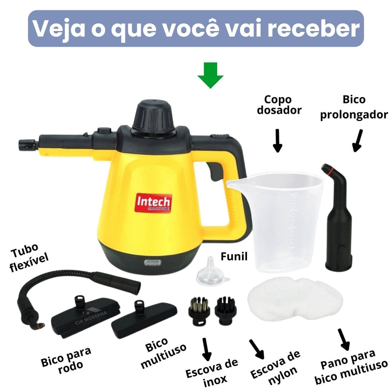 Limpador à Vapor BIVOLT com 9 acessórios + Brinde Esponja Mágica