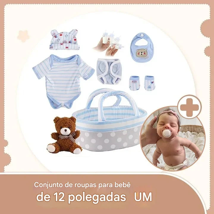 Boneca Bebê Realista de Corpo Inteiro Flexível em Silicone Líquido 12''/16'' – Menino ou Menina (Bover e Fukin), Feita à Mão, Macia e com Aparência Realista – Por Dollreborns®