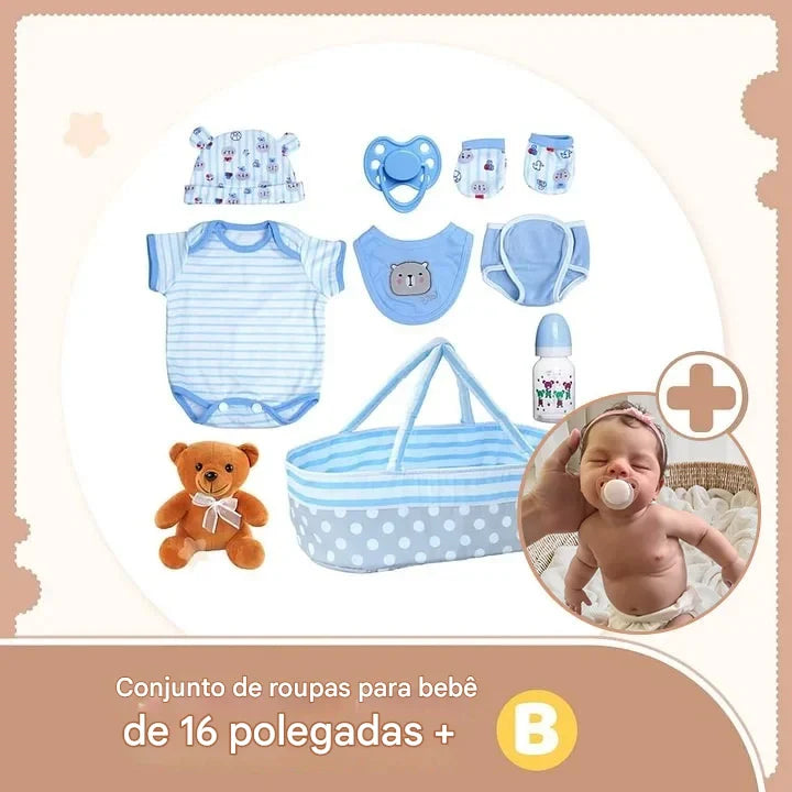 Boneca Bebê Realista de Corpo Inteiro Flexível em Silicone Líquido 12''/16'' – Menino ou Menina (Bover e Fukin), Feita à Mão, Macia e com Aparência Realista – Por Dollreborns®