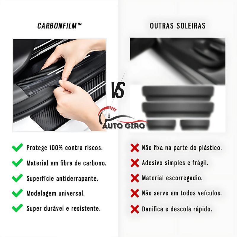 CarbonFilm™ Protetor de Soleira Anti-risco Premium - 4 Pçs FRETE GRÁTIS