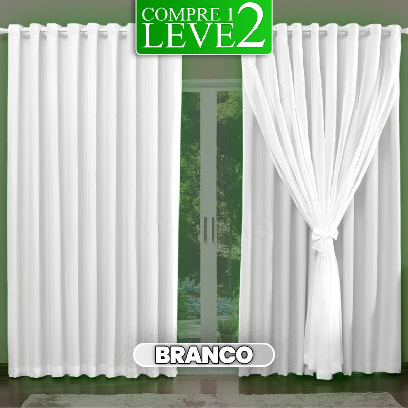 [COMPRE 1 LEVE 2] Kit Cortina Blackout Wave com Voil e Linho + BRINDE: 20 Ilhós Cromados