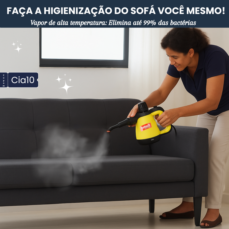 Limpador à Vapor BIVOLT com 9 acessórios + Brinde Esponja Mágica