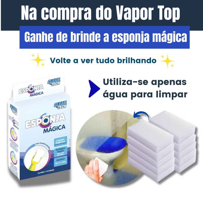 Limpador à Vapor BIVOLT com 9 acessórios + Brinde Esponja Mágica