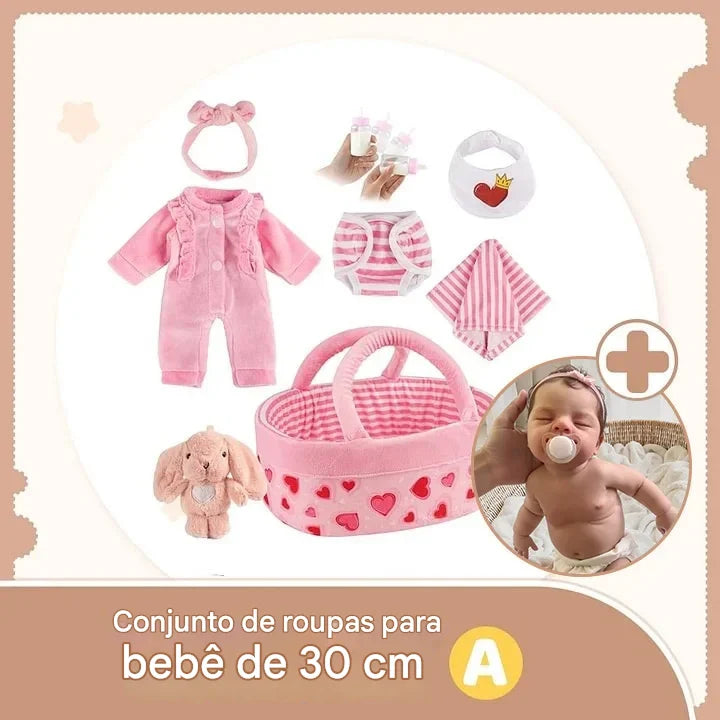 Boneca Bebê Realista de Corpo Inteiro Flexível em Silicone Líquido 12''/16'' – Menino ou Menina (Bover e Fukin), Feita à Mão, Macia e com Aparência Realista – Por Dollreborns®