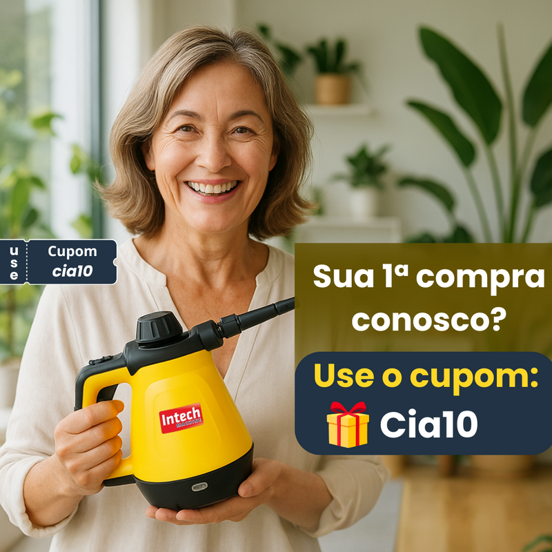 Limpador à Vapor BIVOLT com 9 acessórios + Brinde Esponja Mágica